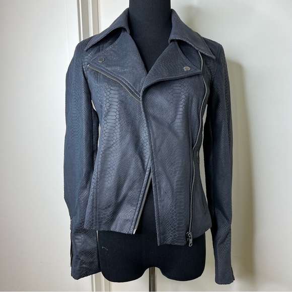 A/X faux croc print Moto jacket in dk grey - XS - Picture 1 of 4